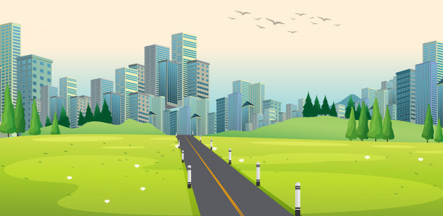 626x306 Background Scene With Road To City Vector Premium Download