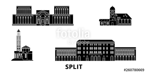 Croatia, Split Flat Travel Skyline Set Croatia, Split Black City 500x250 Croatia, Split Flat Travel Skyline Set Croatia, Split Black City