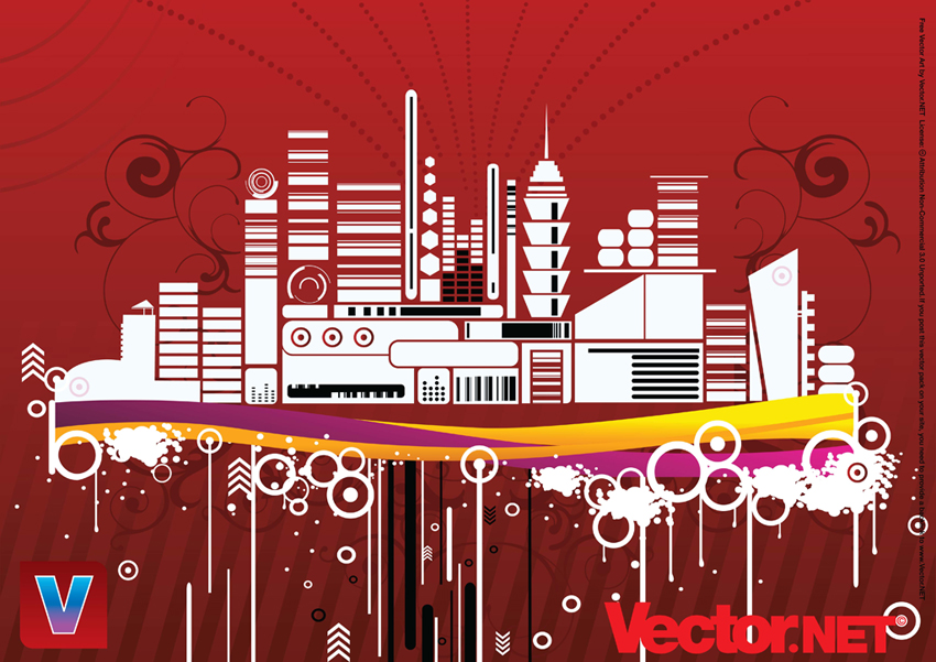 Free Urban City Vector Illustration 850x601 Free Urban City Vector Illustration