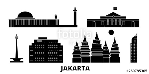 Indonesia, Jakarta Flat Travel Skyline Set Indonesia, Jakarta 500x250 Indonesia, Jakarta Flat Travel Skyline Set Indonesia, Jakarta