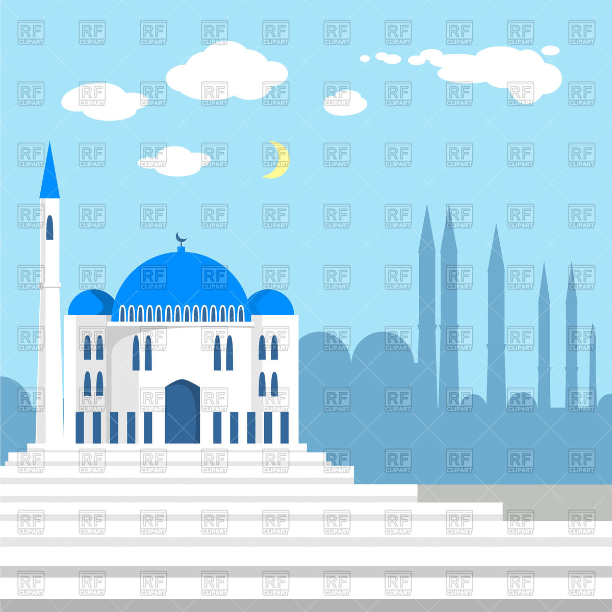 Mosque On Islamic City Vector Image Of Architecture, Buildings 1200x1200 Mosque On Islamic City Vector Image Of Architecture, Buildings