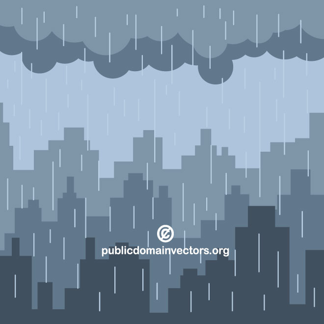 Rain In The City Vector Image 660x660 Rain In The City Vector Image