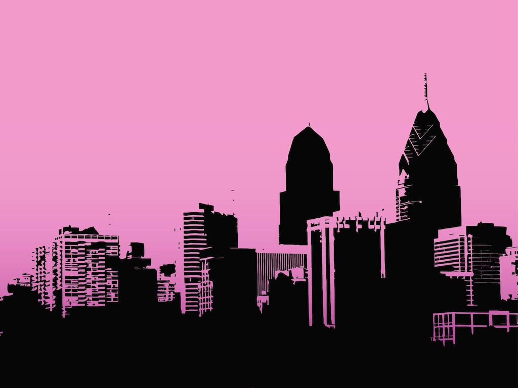 1024x768 City Silhouette Vector Art Graphics