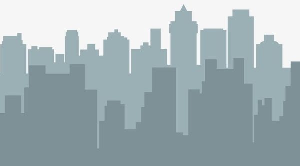 600x333 Gray Silhouettes City Double, City Vector, City, City Silhouette