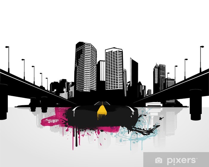 Illustration With City Vector Wall Mural 700x560 Illustration With City Vector Wall Mural