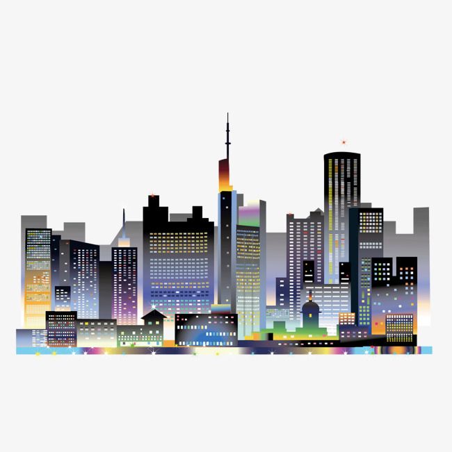 Vector Cartoon Lights Bright City Night Sky Landscape, Cartoon 650x651 Vector Cartoon Lights Bright City Night Sky Landscape, Cartoon