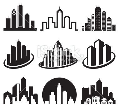 380x342 City Emblem Black White Icon Set Real Estate Vector Icons