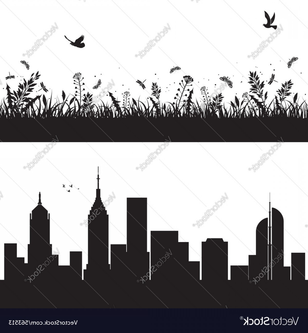 1200x1296 Landscape And City Silhouettes Vector Wallkeeper