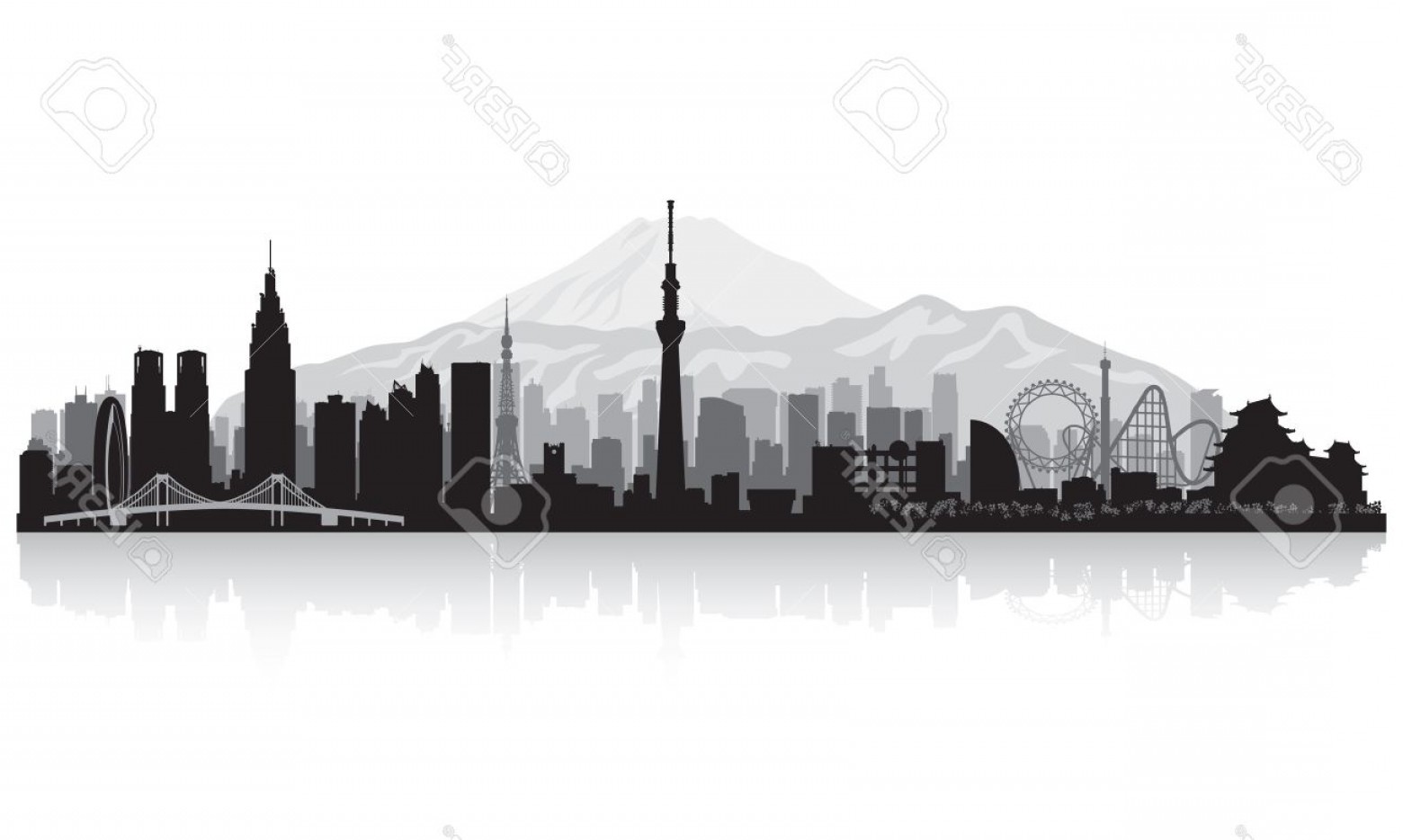 1560x934 Photostock Vector Tokyo Japan City Skyline Vector Silhouette