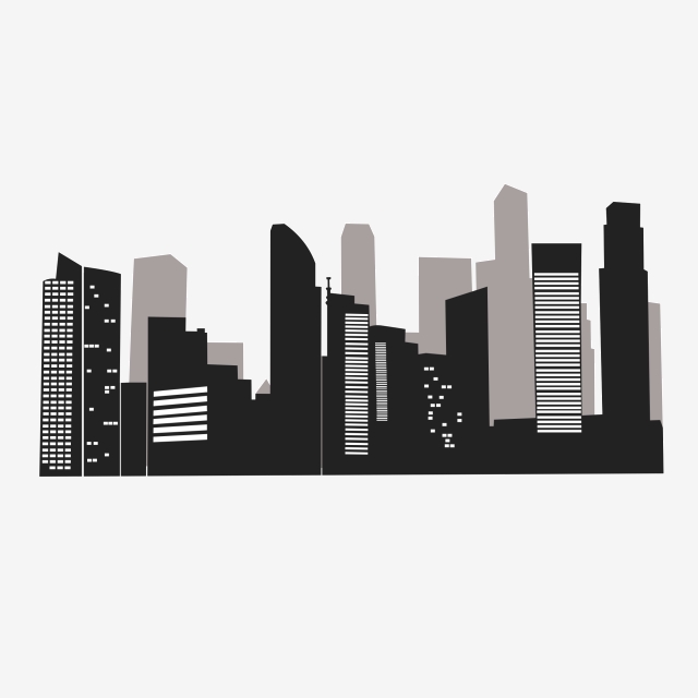 640x640 City Buildings Group Silhouette Vector, Building Silhouette, Black