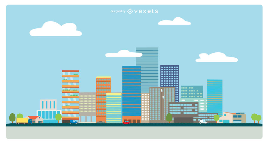 900x485 Flat Style Cityscape