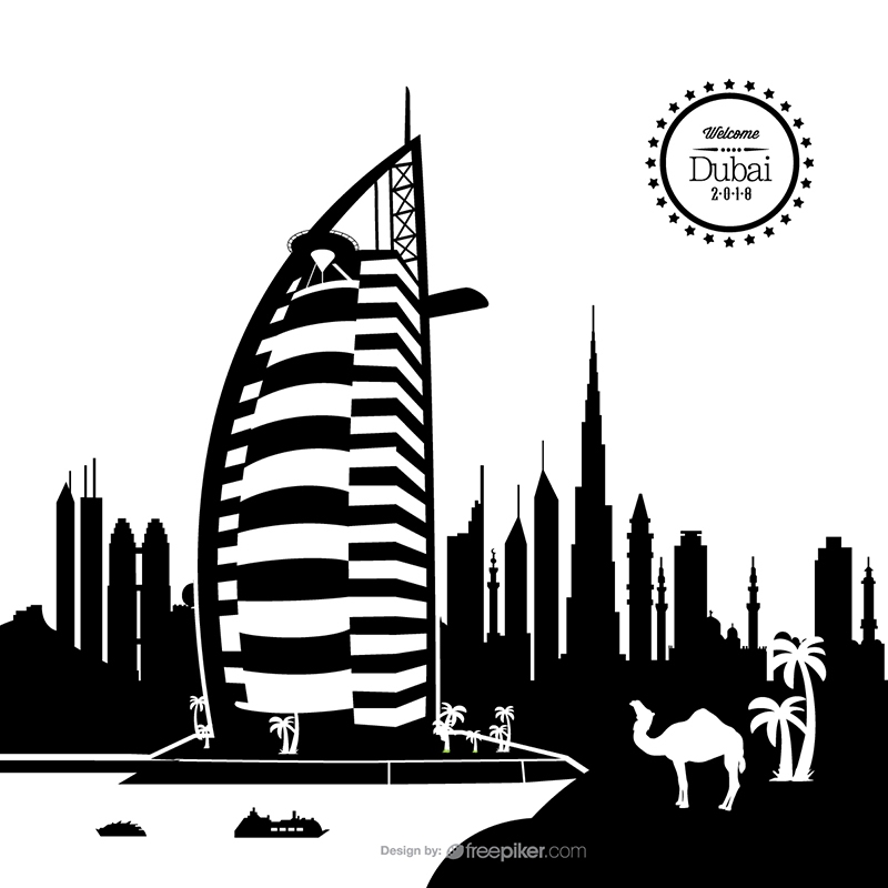 800x800 Freepiker Dubai Skyline Cityscape Vector