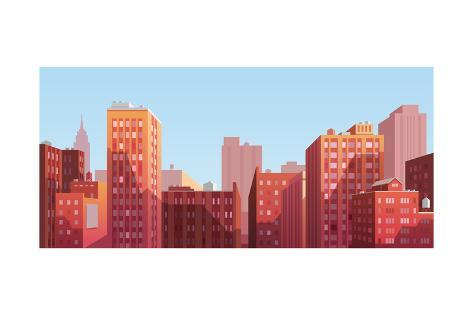 473x315 Sunset Cityscape Vector Illustration Prints