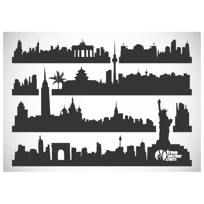 660x660 Cityscapes Vector Silhouettes