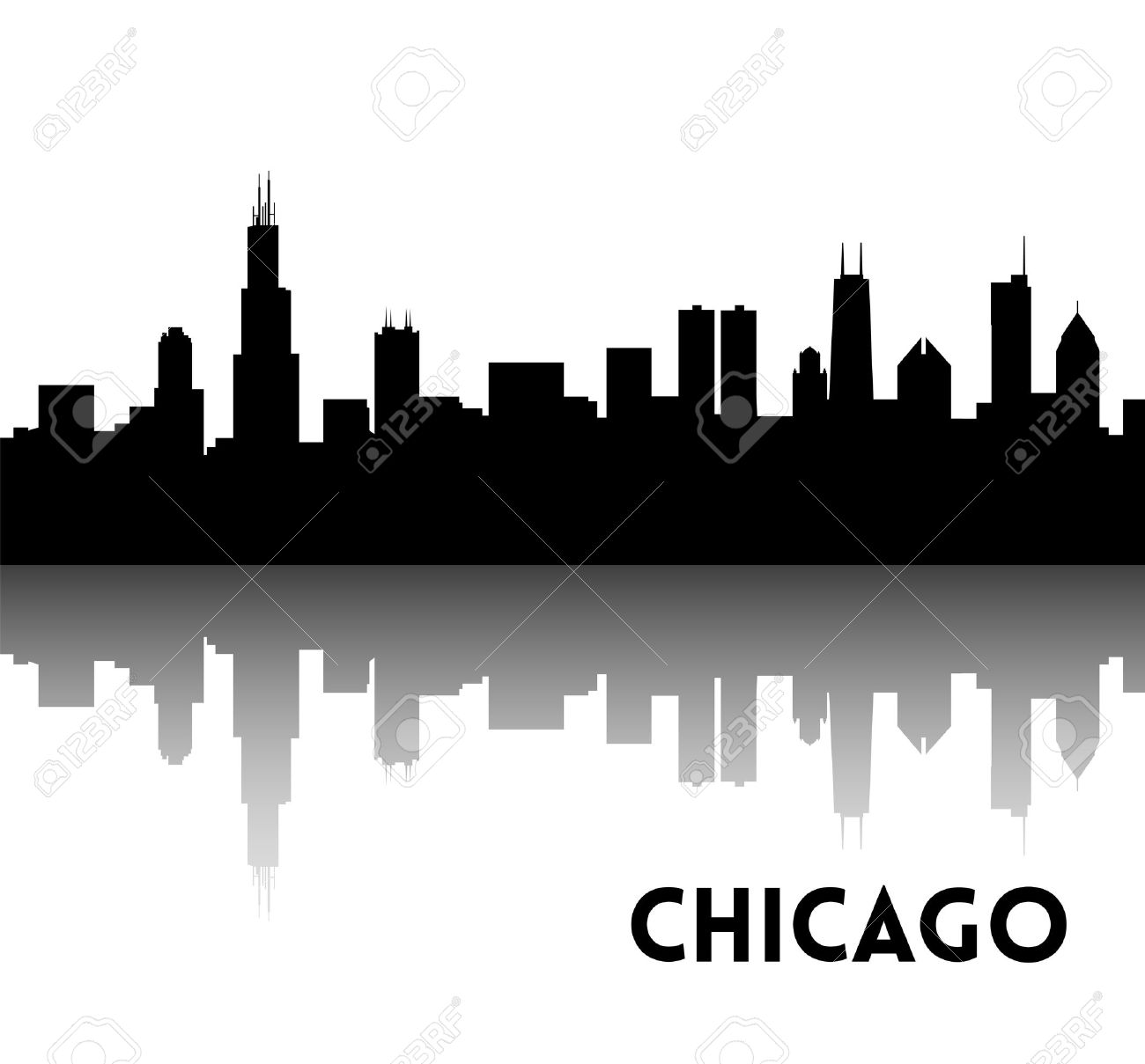 1300x1209 Huge Collection Of 'chicago Skyline Silhouette Vector' Download