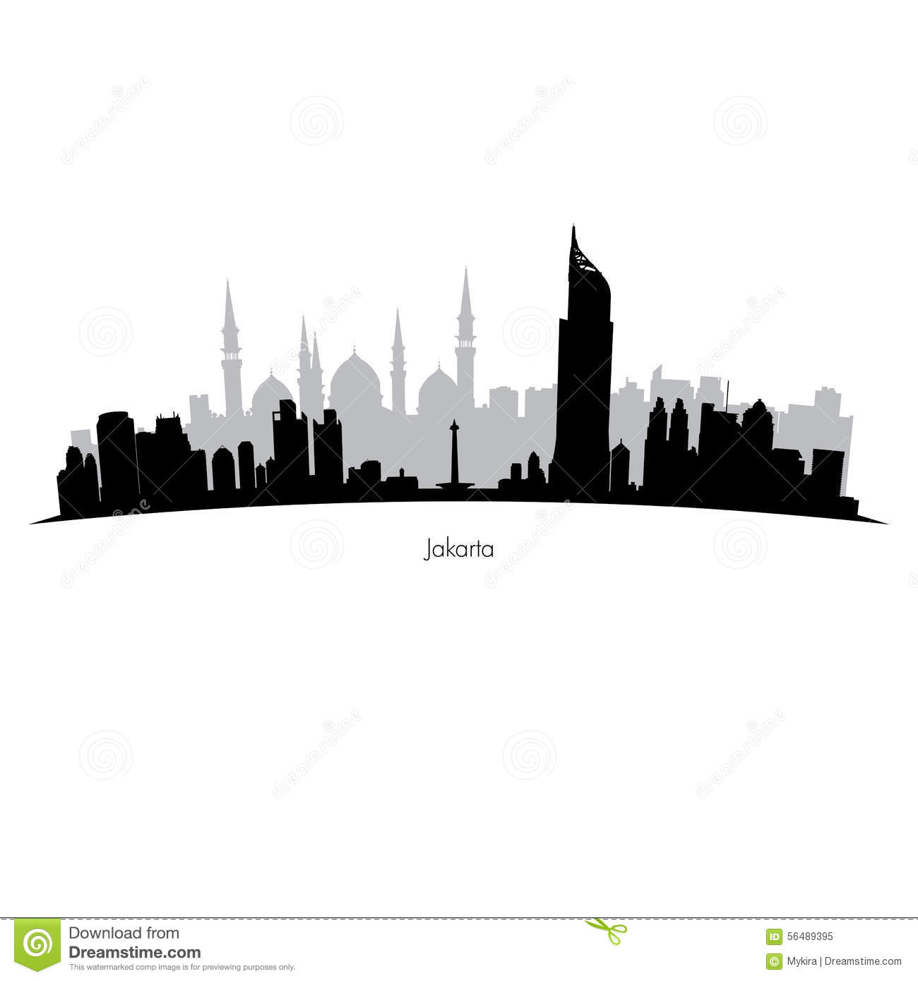 1300x1390 Jakarta City Silhouette Vector