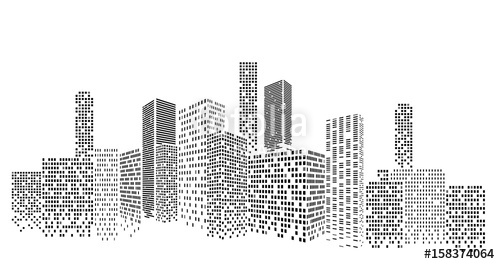 500x264 Modern Cityscape Vector Illustration City Buildings Perspective