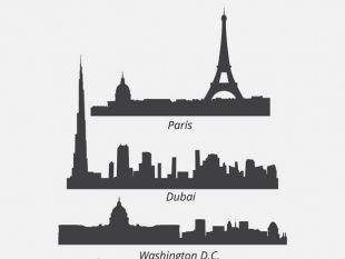 310x233 Paris Cityscape Silhouette Free Vector Free Vectors Ui Download