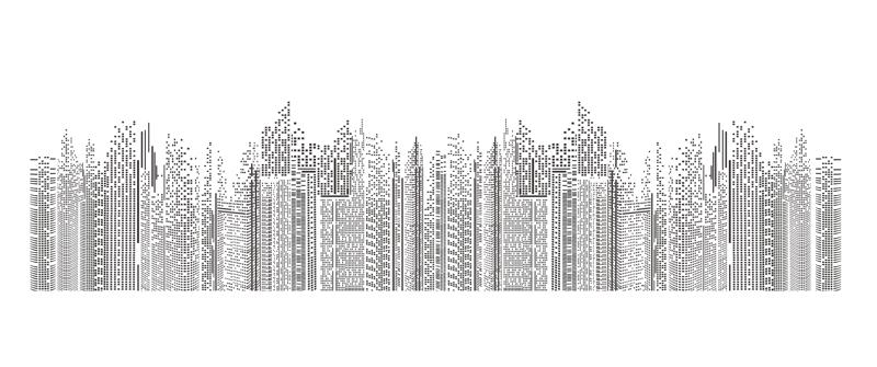800x335 Seamless Cityscape Building Line Art Free Vector Cdr Free Download