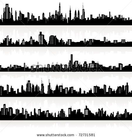 450x470 Vector Download Illustration Of Set Of Cityscape Silhouette