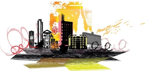 600x296 City Free Vector Download