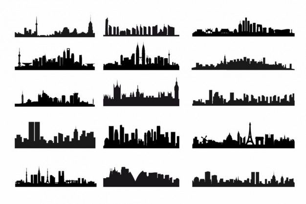 626x418 City Skyline Silhouettes Vector Kit Design Landscape
