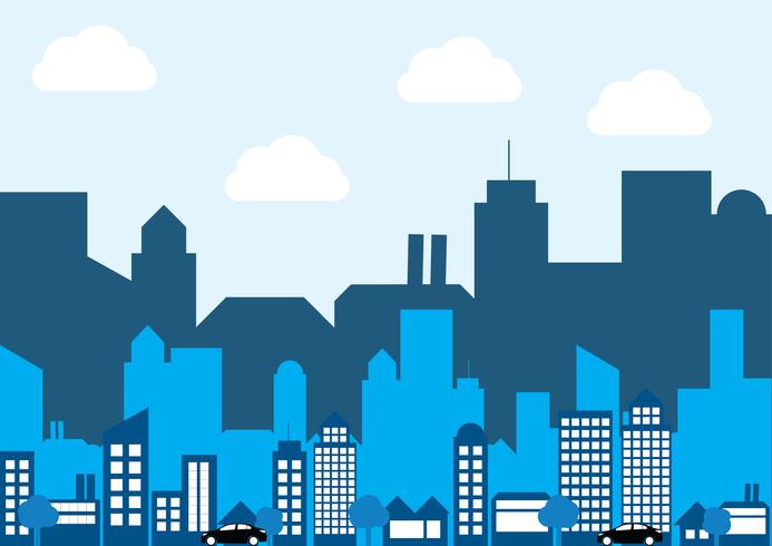 693x490 Vector Of Flat Layer Silhouette City