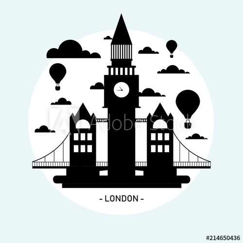 500x500 Vector Turismo Ciudad De Londres Blanco Y Negro Silueta