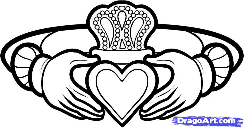 806x424 How To Draw A Claddagh Ring, Claddagh Ring Tattoo Step