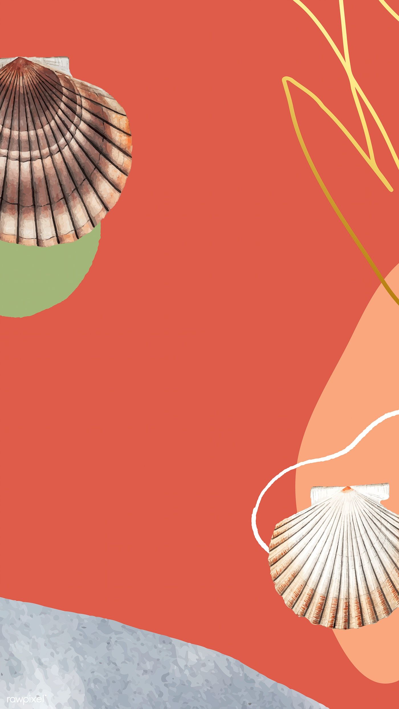 1400x2488 Clam Shell And Conch Shell Pattern On Orange Mobile Phone