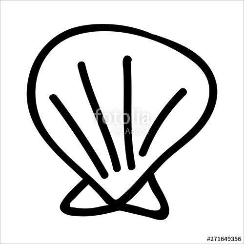 Cute Monochrome Clam Shell Cartoon Vector Illustration Motif Set 500x500 Cute Monochrome Clam Shell Cartoon Vector Illustration Motif Set