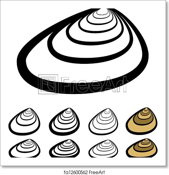 Free Art Print Of Vector Clam Shell Silhouettes Freeart 561x581 Free Art Print Of Vector Clam Shell Silhouettes Freeart