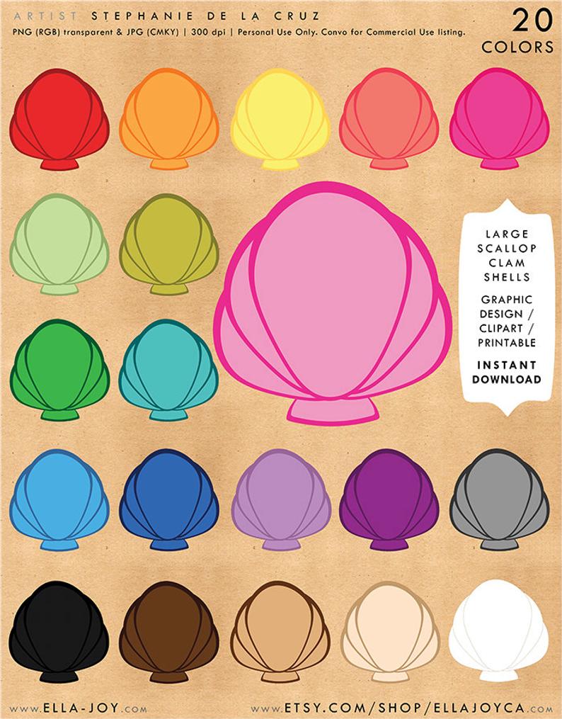 794x1015 Scallop Clam Shell Clip Art Digital Vector Mermaid Clam Shell Etsy