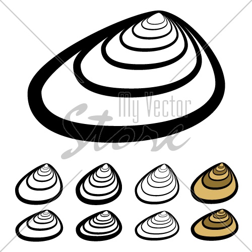 Vector Clam Shell Silhouettes 500x500 Vector Clam Shell Silhouettes