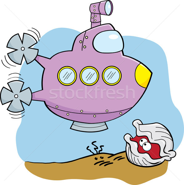 Cartoon Submarine And Clam Vector Illustration Ken Benner 598x600 Cartoon Submarine And Clam Vector Illustration Ken Benner