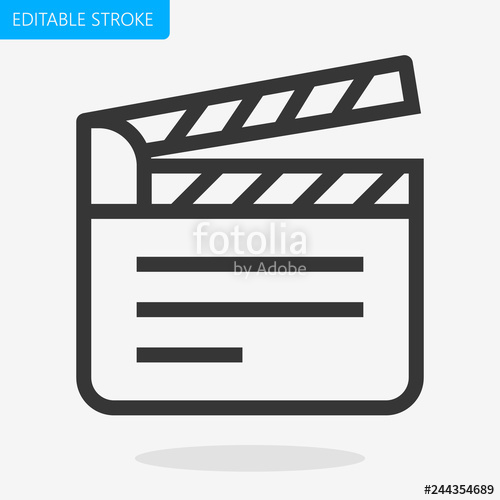 500x500 Movie Clapboard Vector Icon Editable Stroke Pixel Perfect Stock
