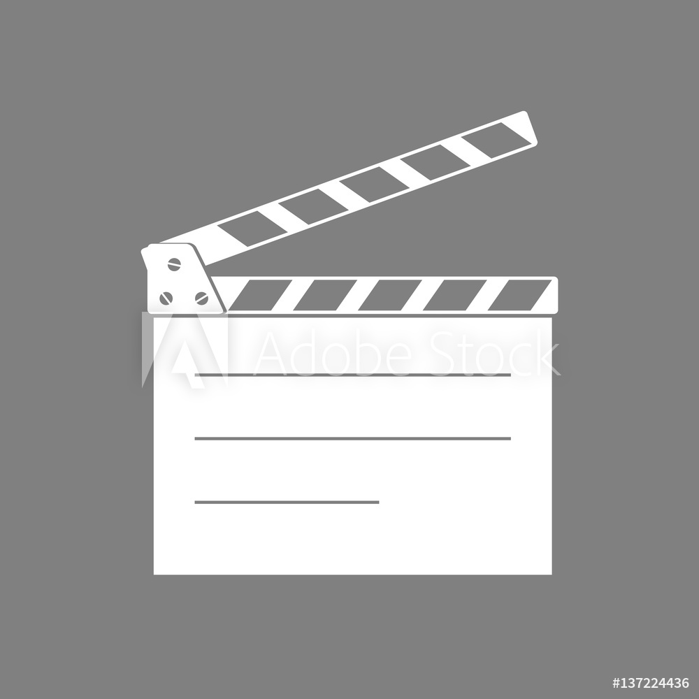 1000x1000 Photo Art Print White Movie Clapper Vector Icon On Grey