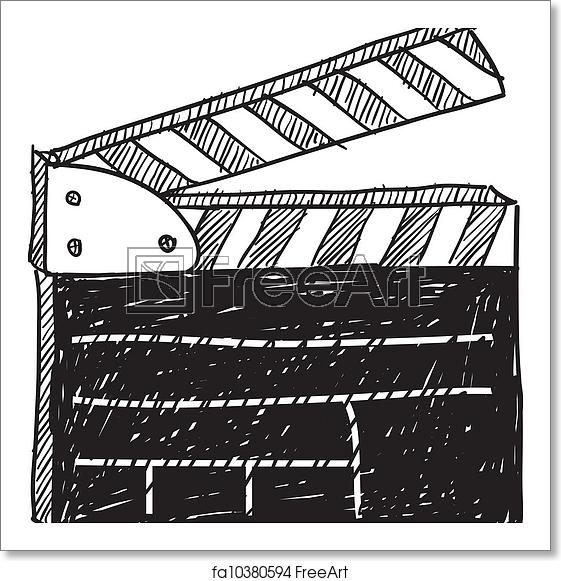 561x581 Free Art Print Of Movie Clapperboard Sketch Doodle Style Movie