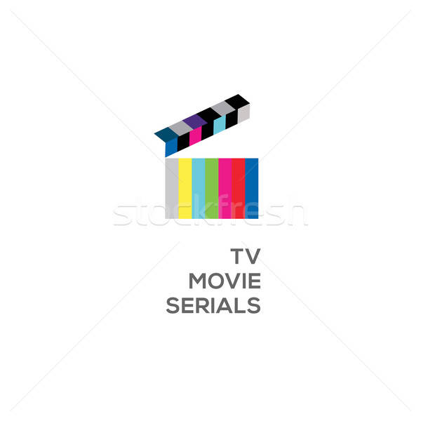 600x600 Logo For Online Tv, Movie, Serials, Open Clapperboard, Vector