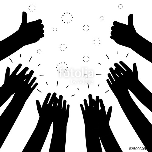 500x500 Black Clapping Hands Vector Silhouettes Isolated On White