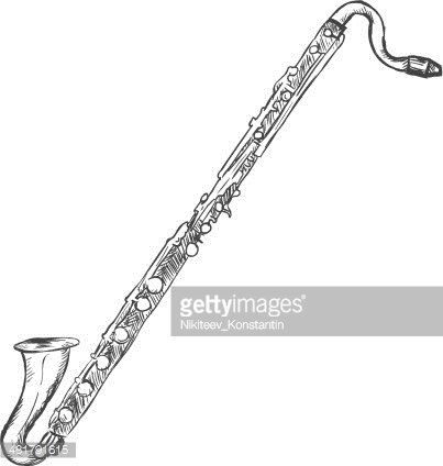 403x424 Vector Sketch Clarinet Premium Clipart