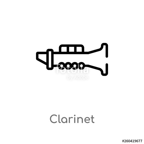 500x500 Outline Clarinet Vector Icon Isolated Black Simple Line Element