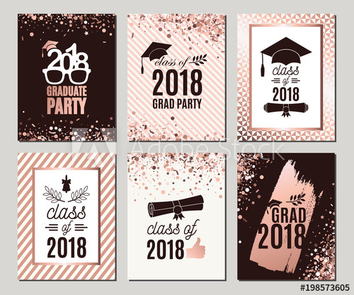 500x417 Graduation Class Of Rose Gold Greeting Cards Set Vector