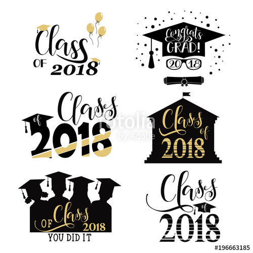 500x500 Graduation Wishes Overlays, Lettering Labels Design Set Retro