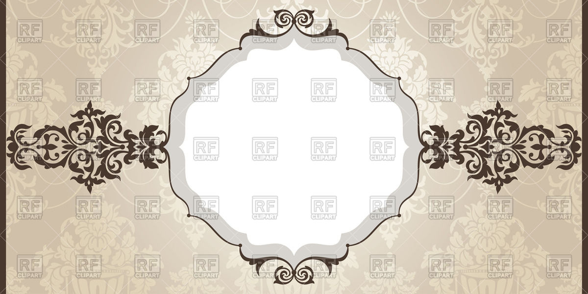 1200x600 Round Frame With Vintage Elements On Classic Background Vector