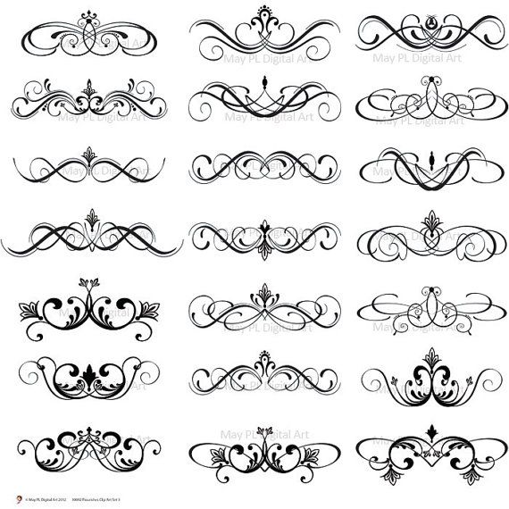 Flourish Swirls Vector Clipart Digital Business Office Wedding 570x570 Flourish Swirls Vector Clipart Digital Business Office Wedding