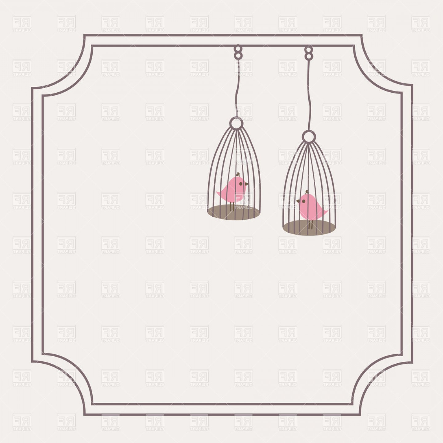 1440x1440 Birdcages In Classic Frame Vector Clipart Handandbeak