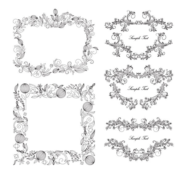 600x565 Classical Floral Frame Vector Free Download