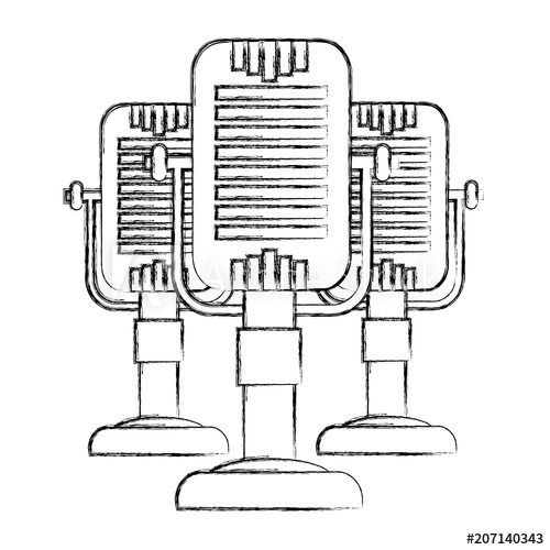 500x500 Retro Vintage Microphone Equipment Classic Vector Illustration