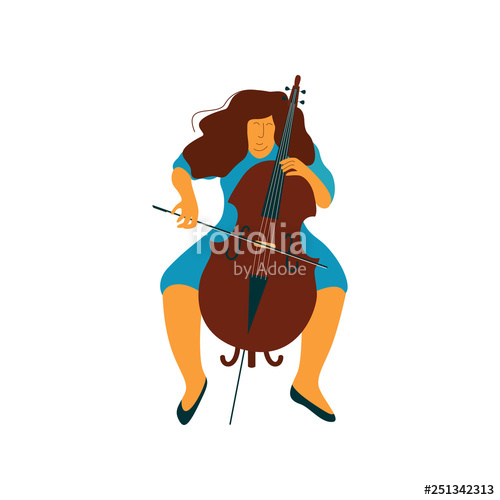 500x500 Young Woman Playing Cello, Female Cellist Musicain Playing